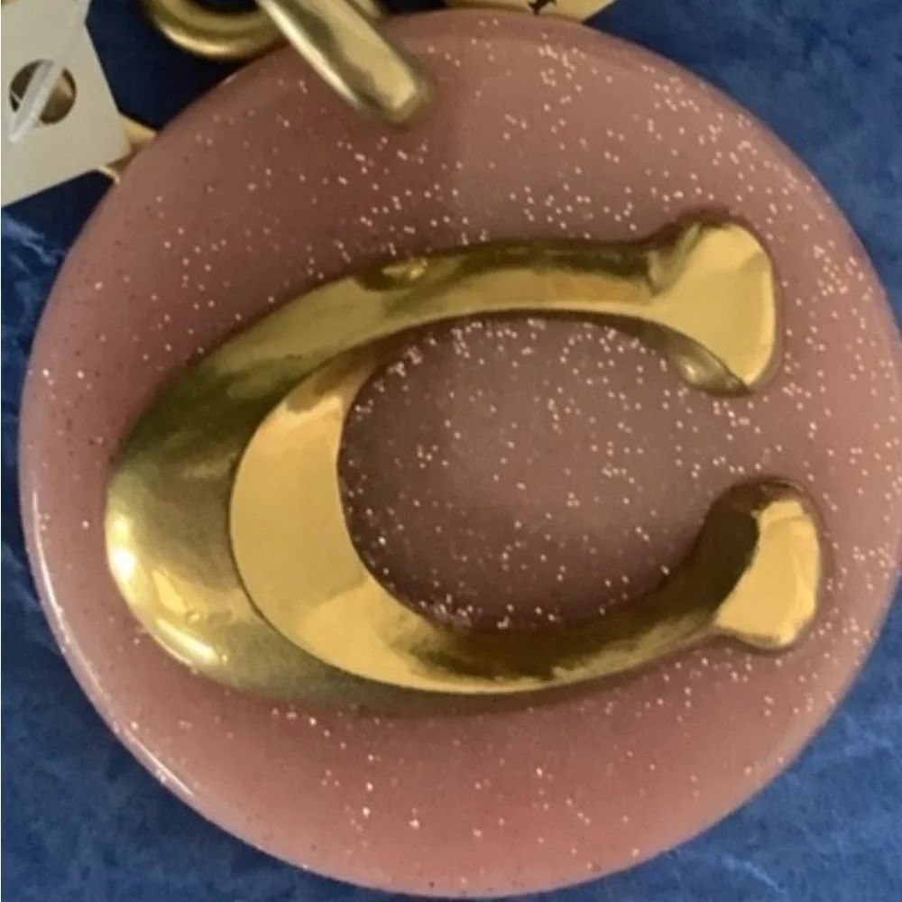 Coach Pink and Gold Monogram Bag Charm/Keychain